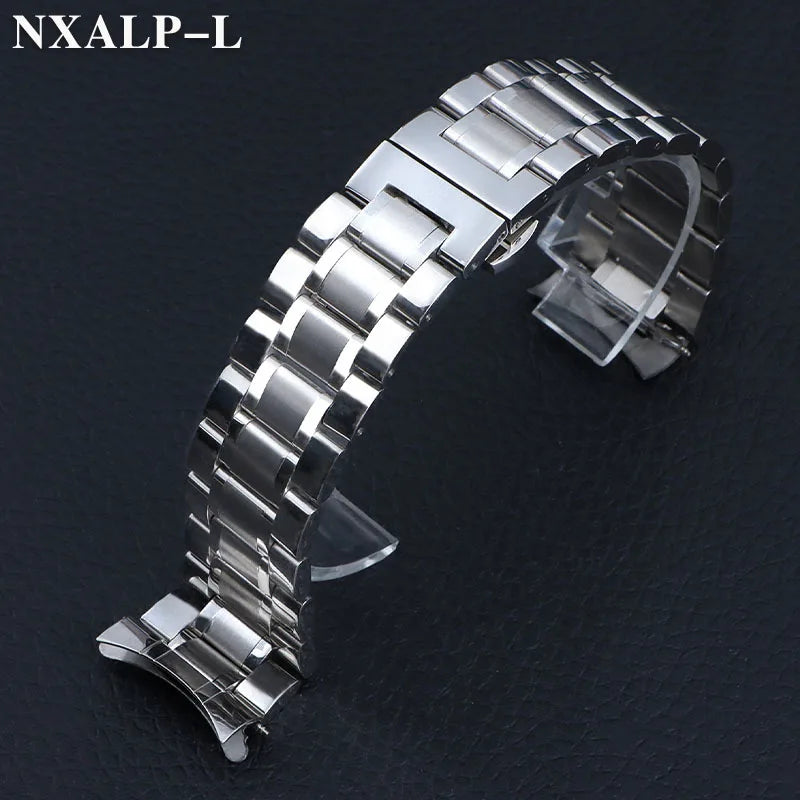 Curved End Stainless Steel Watch Band for Longines 18mm 20mm 22mm 24mm Solid Metal Bracelet Butterfly Clasp Universal Wristband