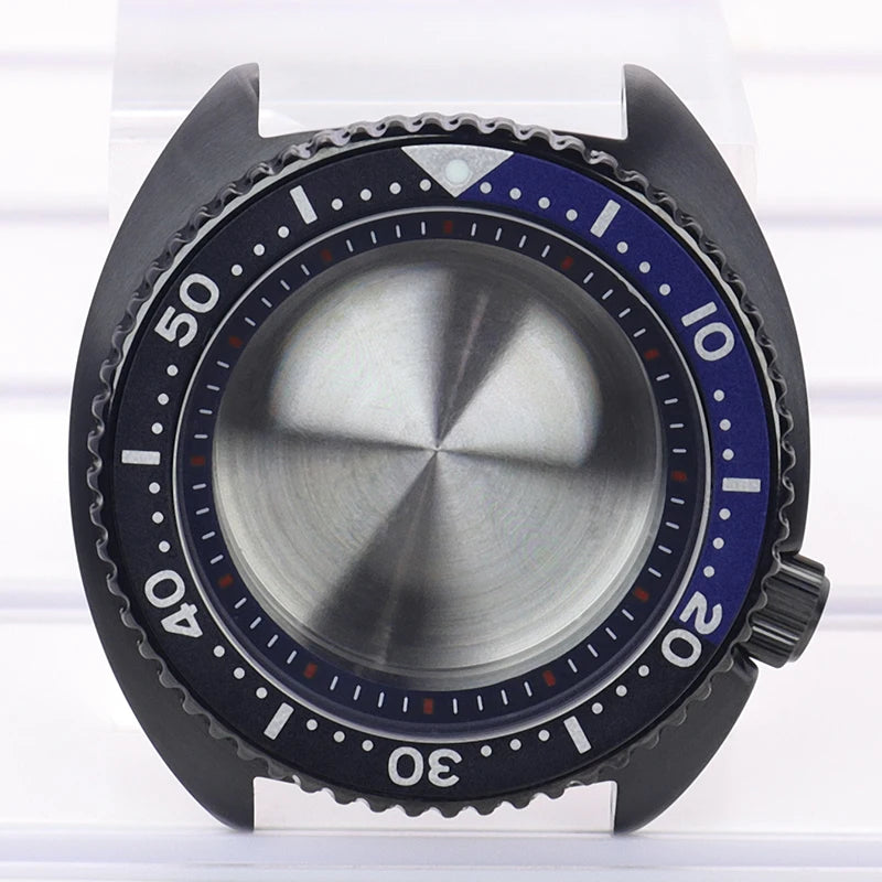 Black pvd 45mm Sapphire Glass Watch Cases 3.8 o'clock Screw-in Crown For Seiko nh35 nh36 4R36 Movement nh35 Watches Accessories