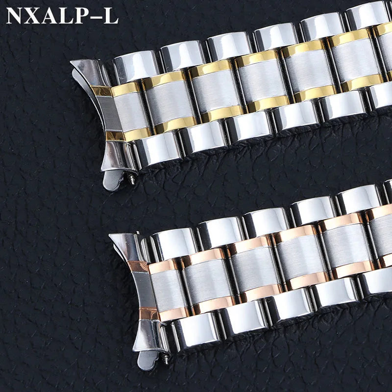 Curved End Stainless Steel Watch Band for Longines 18mm 20mm 22mm 24mm Solid Metal Bracelet Butterfly Clasp Universal Wristband