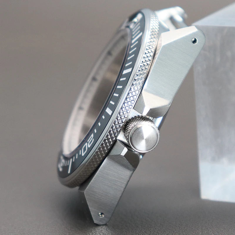 43.8mm Watch Cases Modified Seiko Samurai Diving Sapphire Glass Ceramic Bezel Insert Parts For nh35 nh36 Movement 28.5mm Dial