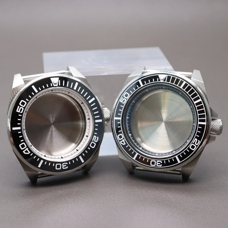43.8mm Watch Cases Modified Seiko Samurai Diving Sapphire Glass Ceramic Bezel Insert Parts For nh35 nh36 Movement 28.5mm Dial