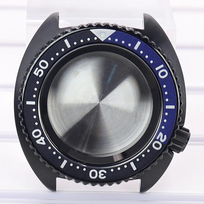 Black pvd 45mm Sapphire Glass Watch Cases 3.8 o'clock Screw-in Crown For Seiko nh35 nh36 4R36 Movement nh35 Watches Accessories