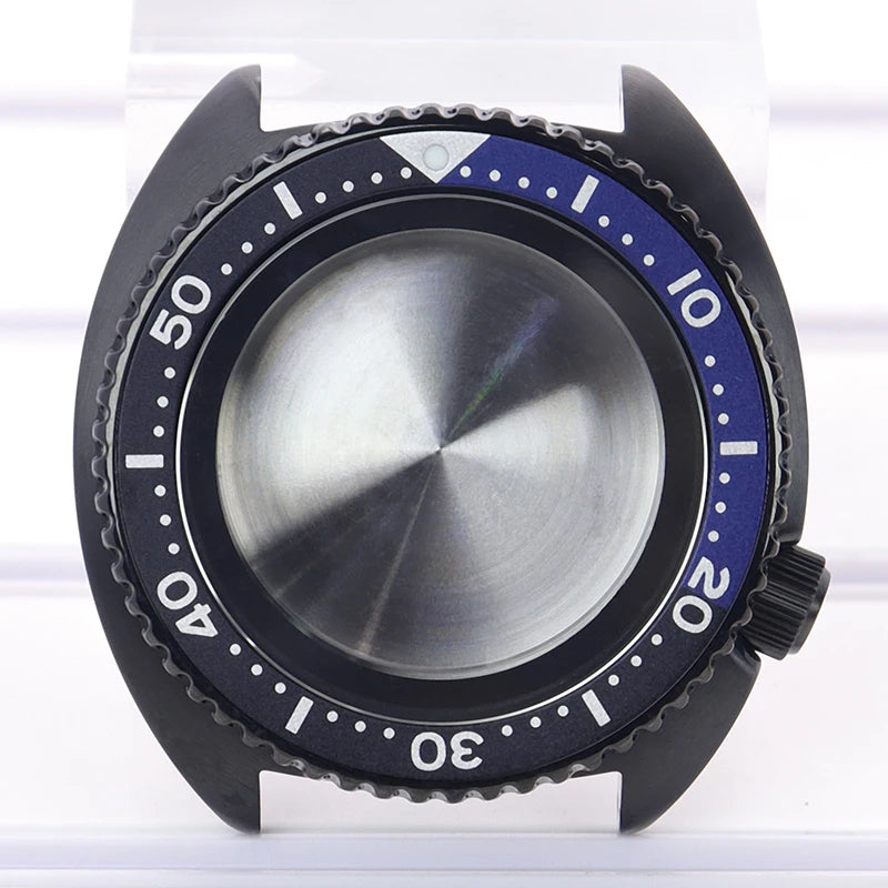 Black pvd 45mm Sapphire Glass Watch Cases 3.8 o'clock Screw-in Crown For Seiko nh35 nh36 4R36 Movement nh35 Watches Accessories