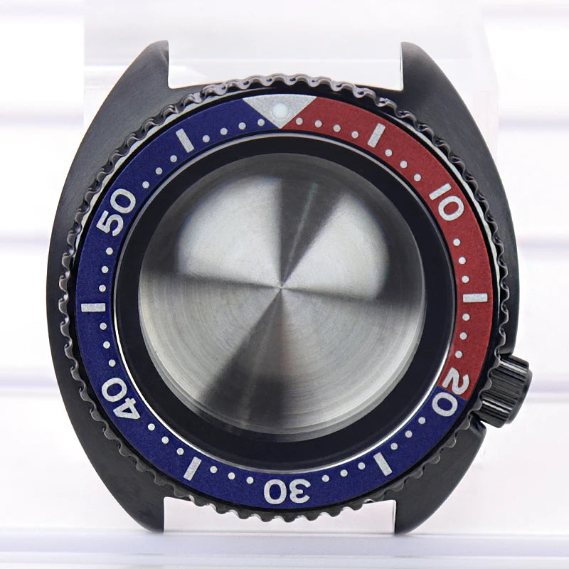Black pvd 45mm Sapphire Glass Watch Cases 3.8 o'clock Screw-in Crown For Seiko nh35 nh36 4R36 Movement nh35 Watches Accessories