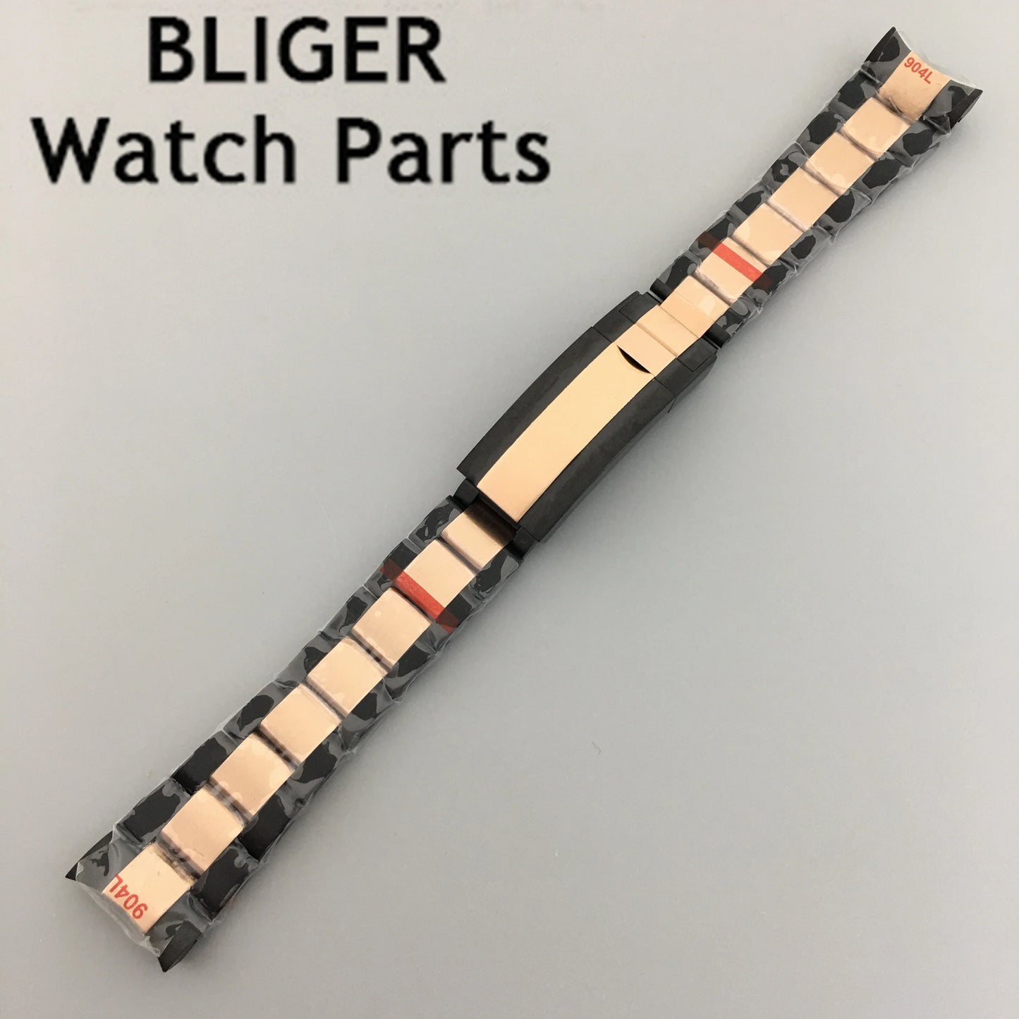 BLIGER 20mm silver black 316L solid stainless steel watch band folding buckle fit BLIGER 40mm watch case bracelet strap