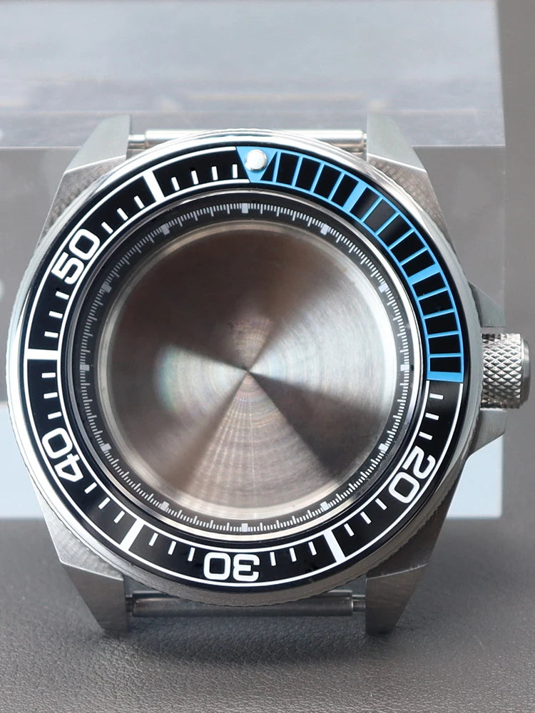 43.8mm Watch Cases Modified Seiko Samurai Diving Sapphire Glass Ceramic Bezel Insert Parts For nh35 nh36 Movement 28.5mm Dial