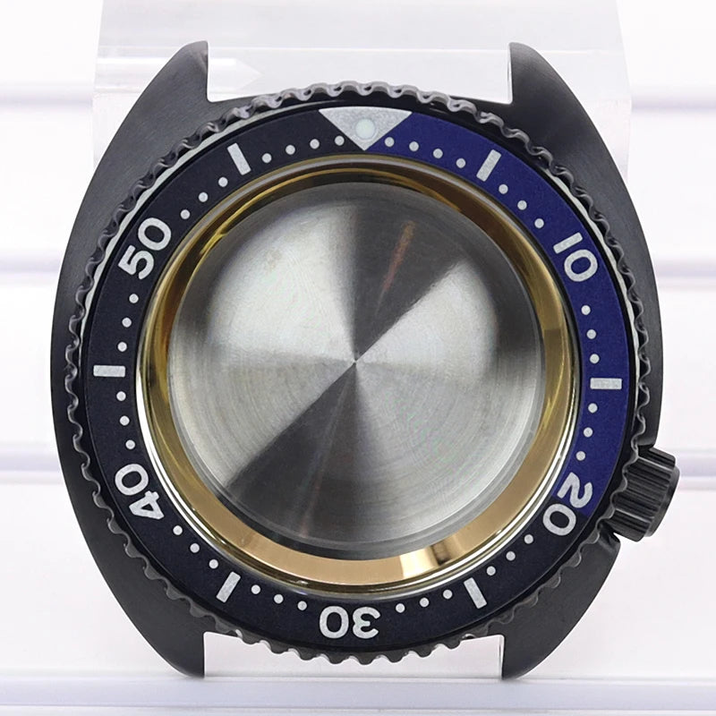 Black pvd 45mm Sapphire Glass Watch Cases 3.8 o'clock Screw-in Crown For Seiko nh35 nh36 4R36 Movement nh35 Watches Accessories