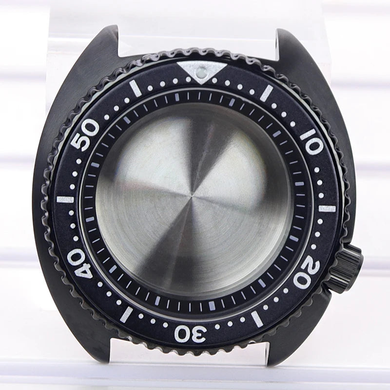 Black pvd 45mm Sapphire Glass Watch Cases 3.8 o'clock Screw-in Crown For Seiko nh35 nh36 4R36 Movement nh35 Watches Accessories