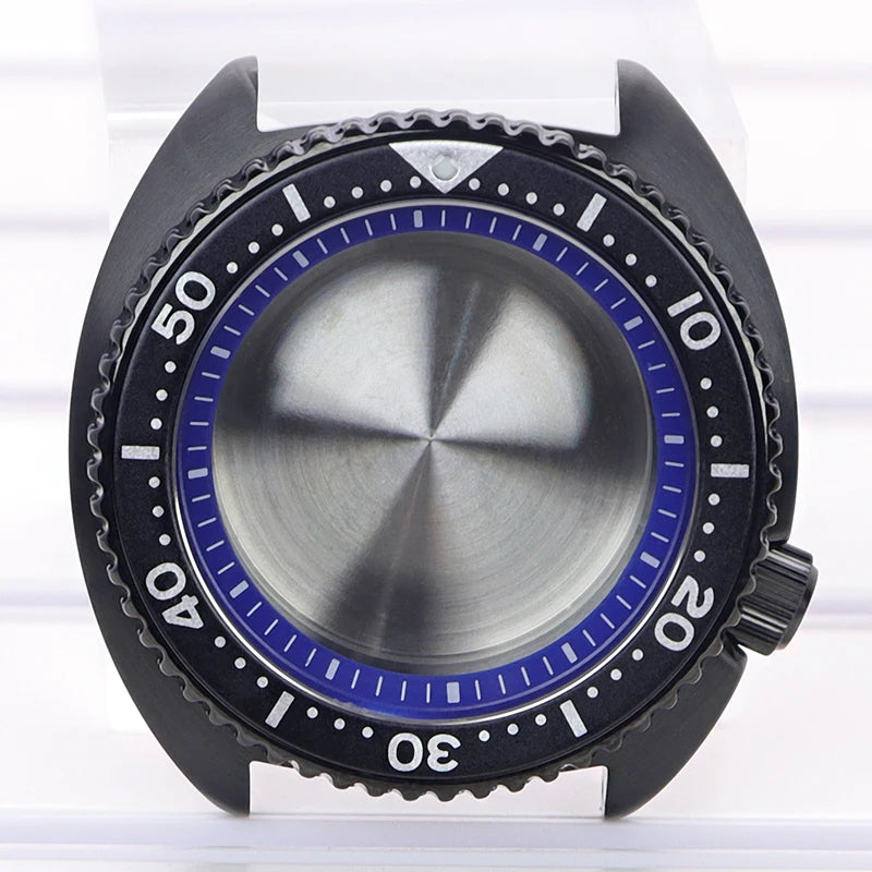 Black pvd 45mm Sapphire Glass Watch Cases 3.8 o'clock Screw-in Crown For Seiko nh35 nh36 4R36 Movement nh35 Watches Accessories