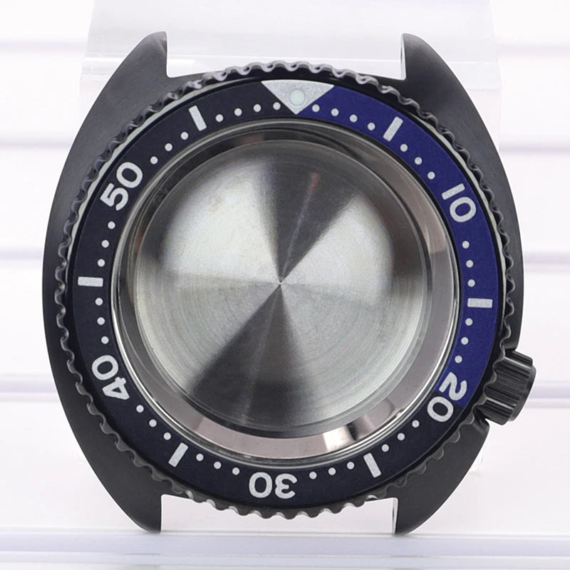 Black pvd 45mm Sapphire Glass Watch Cases 3.8 o'clock Screw-in Crown For Seiko nh35 nh36 4R36 Movement nh35 Watches Accessories