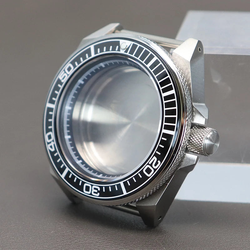 43.8mm Watch Cases Modified Seiko Samurai Diving Sapphire Glass Ceramic Bezel Insert Parts For nh35 nh36 Movement 28.5mm Dial