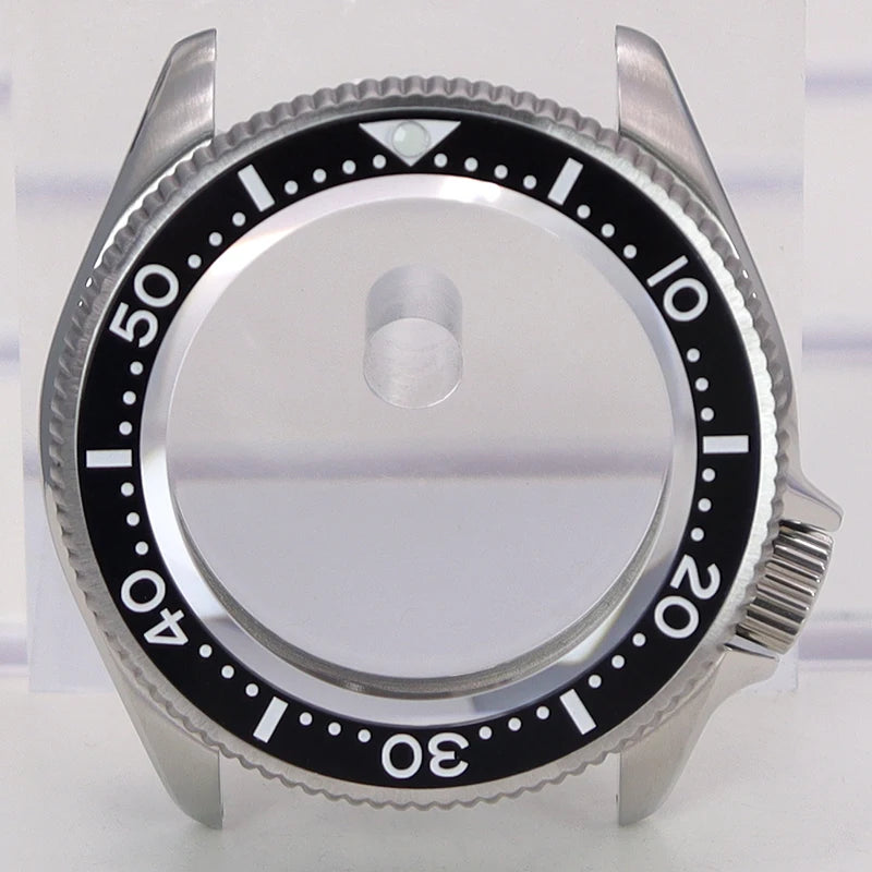 38mm Watch Case Sapphire Glass Part Black/Blue Ceramic Bezel For Seiko Nh35 Nh36 Nh34 Nh38 4R36 Movement 28.5mm-29mmDial Mod Skx