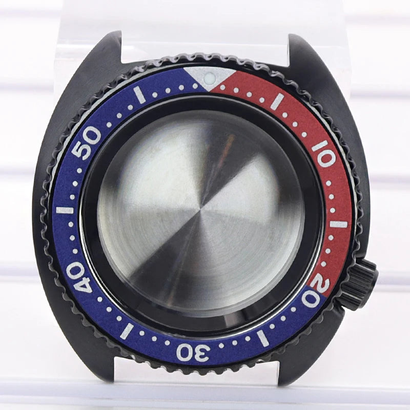 Black pvd 45mm Sapphire Glass Watch Cases 3.8 o'clock Screw-in Crown For Seiko nh35 nh36 4R36 Movement nh35 Watches Accessories
