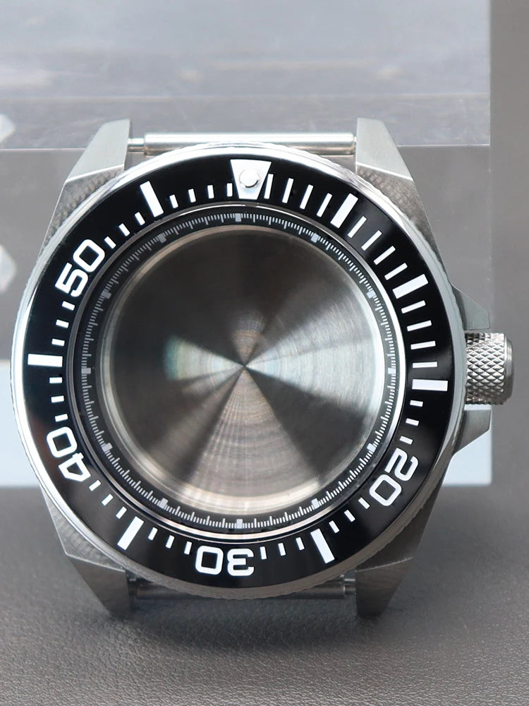 43.8mm Watch Cases Modified Seiko Samurai Diving Sapphire Glass Ceramic Bezel Insert Parts For nh35 nh36 Movement 28.5mm Dial