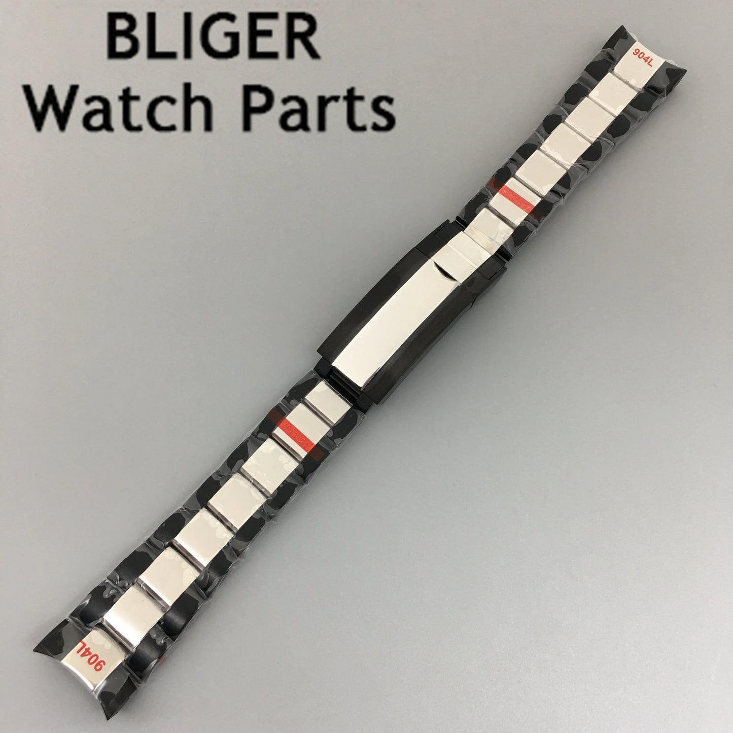 BLIGER 20mm silver black 316L solid stainless steel watch band folding buckle fit BLIGER 40mm watch case bracelet strap