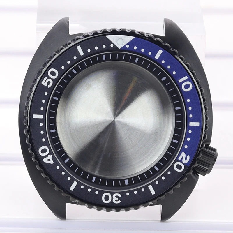 Black pvd 45mm Sapphire Glass Watch Cases 3.8 o'clock Screw-in Crown For Seiko nh35 nh36 4R36 Movement nh35 Watches Accessories
