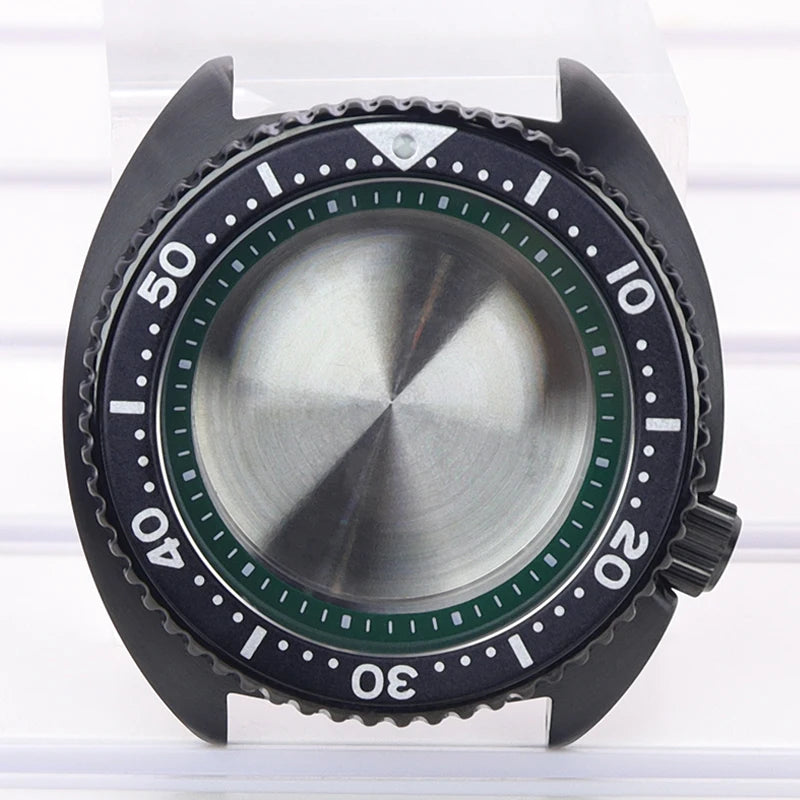 Black pvd 45mm Sapphire Glass Watch Cases 3.8 o'clock Screw-in Crown For Seiko nh35 nh36 4R36 Movement nh35 Watches Accessories