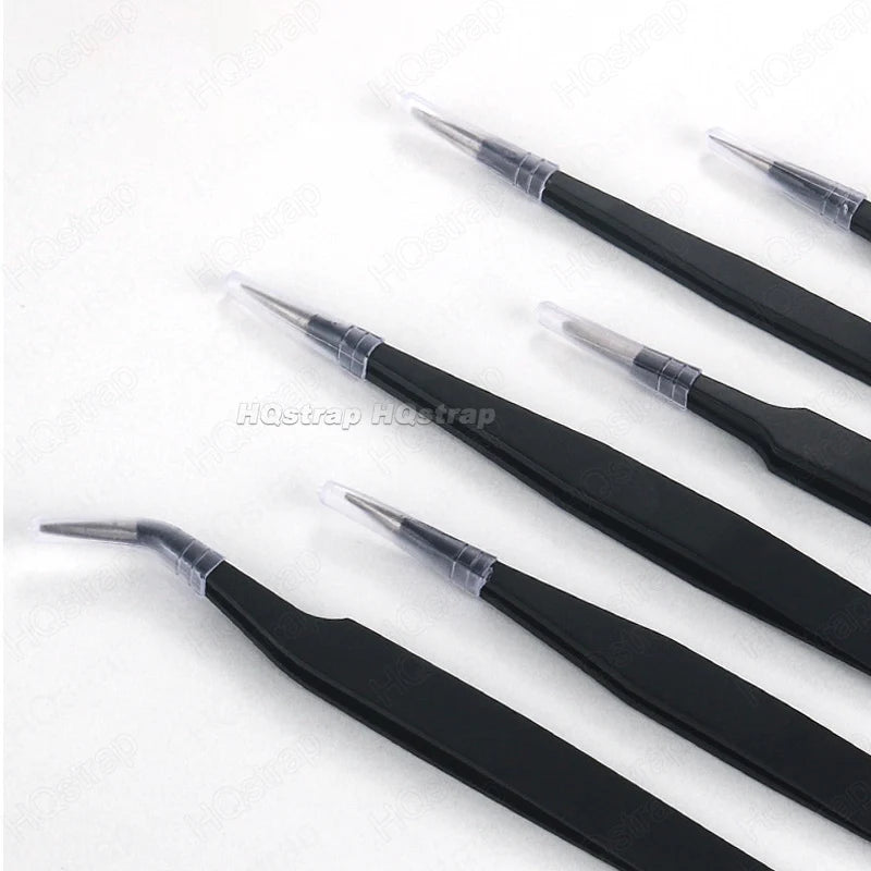 6pcs/set Portable Watch Repair Tools Anti-Static Stainless Steel Tweezers Clamping Tool Straight Bend for Watchmaker Accessories