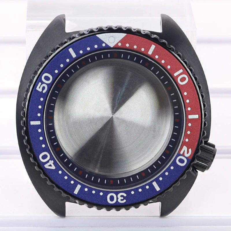 Black pvd 45mm Sapphire Glass Watch Cases 3.8 o'clock Screw-in Crown For Seiko nh35 nh36 4R36 Movement nh35 Watches Accessories