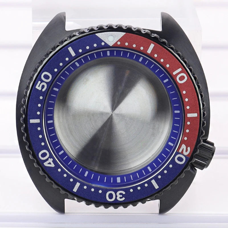 Black pvd 45mm Sapphire Glass Watch Cases 3.8 o'clock Screw-in Crown For Seiko nh35 nh36 4R36 Movement nh35 Watches Accessories