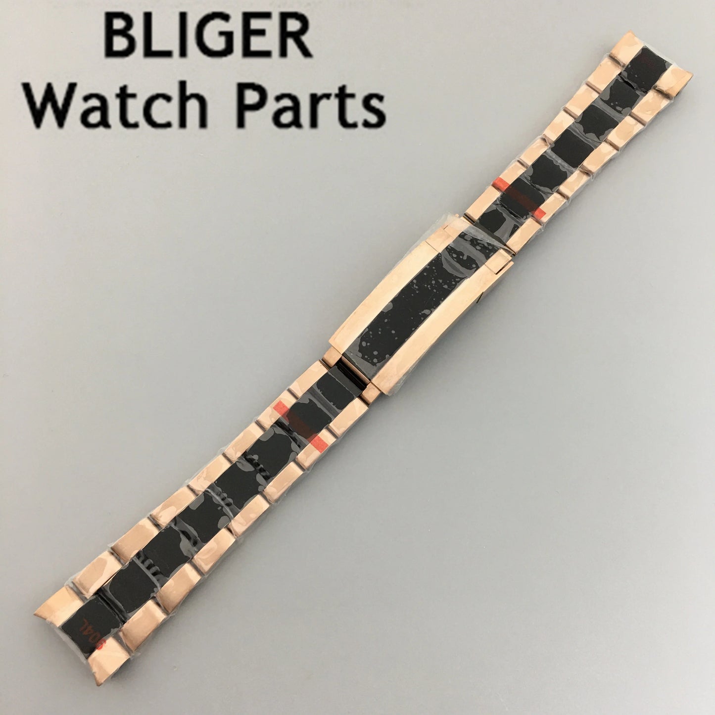 BLIGER 20mm silver black 316L solid stainless steel watch band folding buckle fit BLIGER 40mm watch case bracelet strap