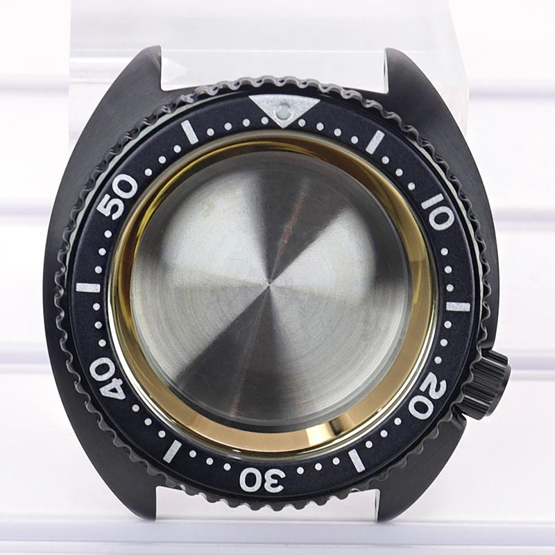 Black pvd 45mm Sapphire Glass Watch Cases 3.8 o'clock Screw-in Crown For Seiko nh35 nh36 4R36 Movement nh35 Watches Accessories