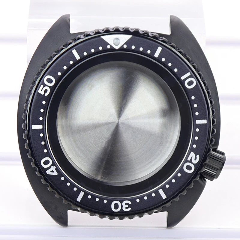 Black pvd 45mm Sapphire Glass Watch Cases 3.8 o'clock Screw-in Crown For Seiko nh35 nh36 4R36 Movement nh35 Watches Accessories