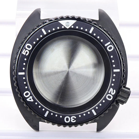 Black pvd 45mm Sapphire Glass Watch Cases 3.8 o'clock Screw-in Crown For Seiko nh35 nh36 4R36 Movement nh35 Watches Accessories