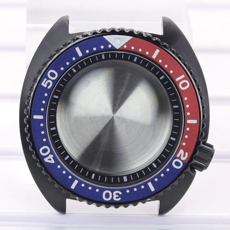 Black pvd 45mm Sapphire Glass Watch Cases 3.8 o'clock Screw-in Crown For Seiko nh35 nh36 4R36 Movement nh35 Watches Accessories