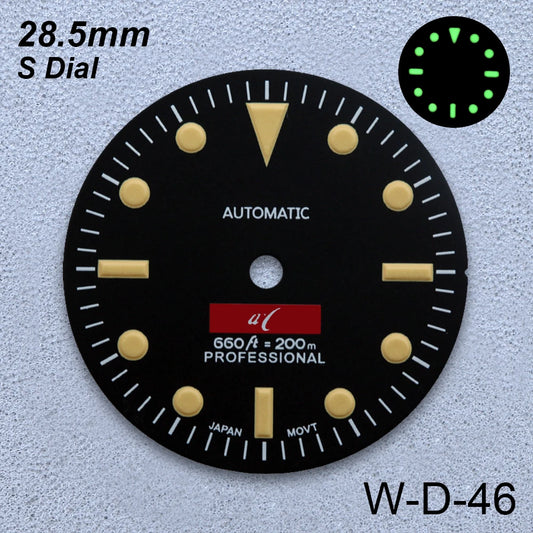28.5mm S Logo Retro Dial Fit NH35/NH36/4R/7S Japanese Movement Green Luminous Matte High-Quality Watch Modified Accessories