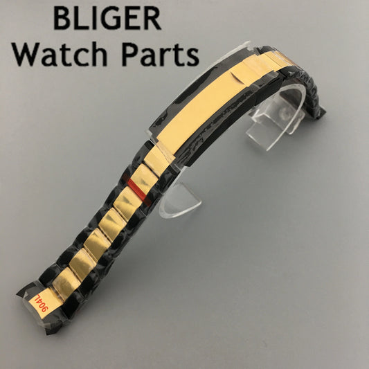 BLIGER 20mm silver black 316L solid stainless steel watch band folding buckle fit BLIGER 40mm watch case bracelet strap