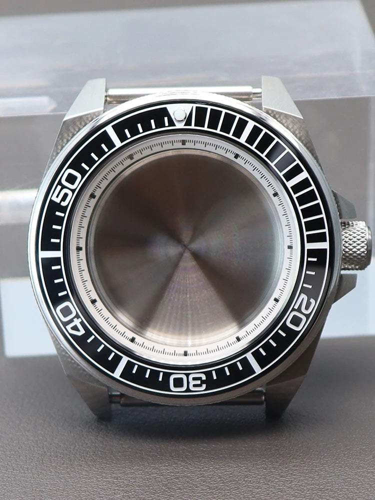 43.8mm Watch Cases Modified Seiko Samurai Diving Sapphire Glass Ceramic Bezel Insert Parts For nh35 nh36 Movement 28.5mm Dial