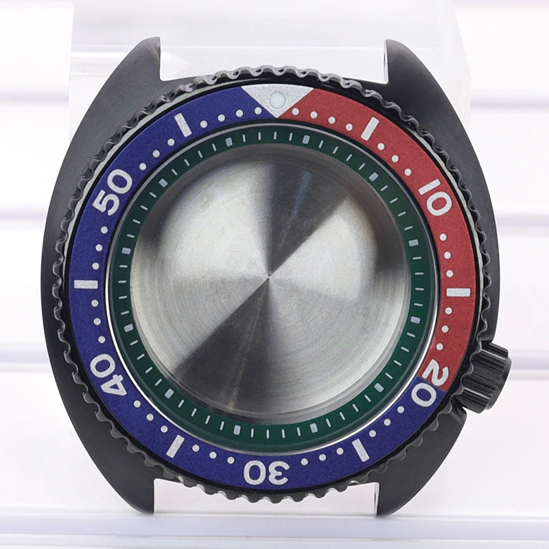 Black pvd 45mm Sapphire Glass Watch Cases 3.8 o'clock Screw-in Crown For Seiko nh35 nh36 4R36 Movement nh35 Watches Accessories