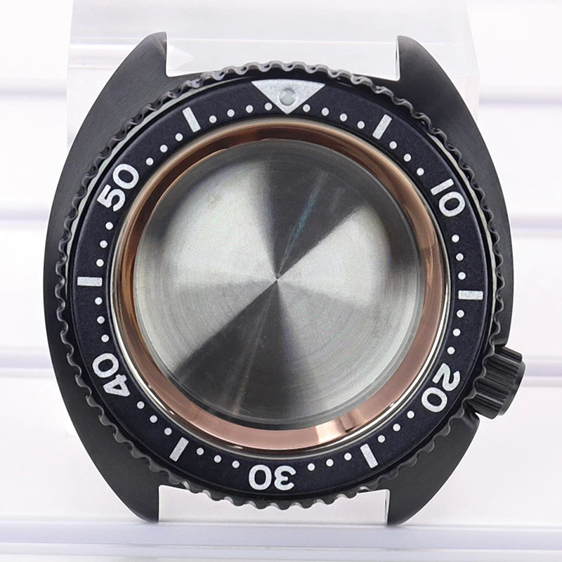 Black pvd 45mm Sapphire Glass Watch Cases 3.8 o'clock Screw-in Crown For Seiko nh35 nh36 4R36 Movement nh35 Watches Accessories