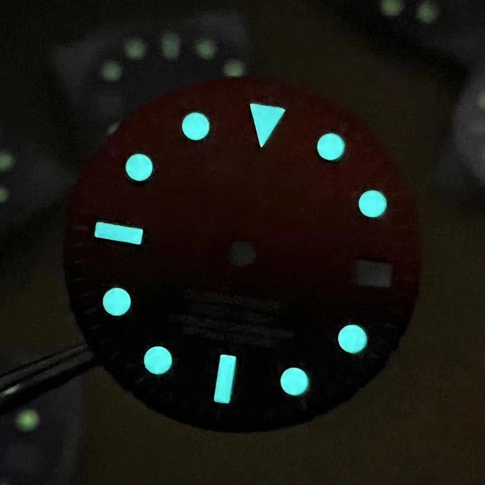 28.5mm S Logo SUB Sunburst Dial Fit NH35/NH36/4R/7S Japanese Movement Ice Blue Luminous Watch Modification Accessories
