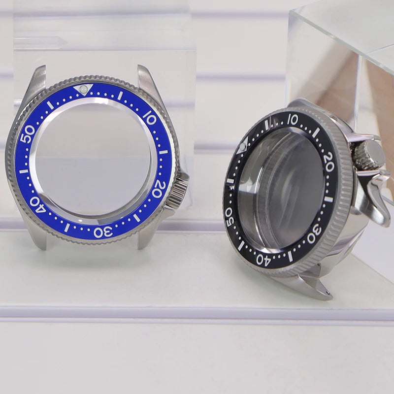 38mm Watch Case Sapphire Glass Part Black/Blue Ceramic Bezel For Seiko Nh35 Nh36 Nh34 Nh38 4R36 Movement 28.5mm-29mmDial Mod Skx