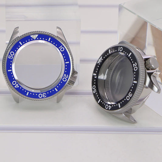 38mm Watch Case Sapphire Glass Part Black/Blue Ceramic Bezel For Seiko Nh35 Nh36 Nh34 Nh38 4R36 Movement 28.5mm-29mmDial Mod Skx