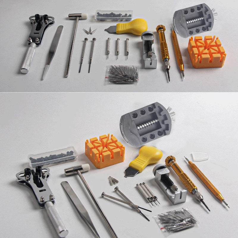 160PCS Watch Repair Tools Kit Clock Watchmaker Link Pin Dissolving Housing Open Remover Battery Replacement Antistatic Glove Set
