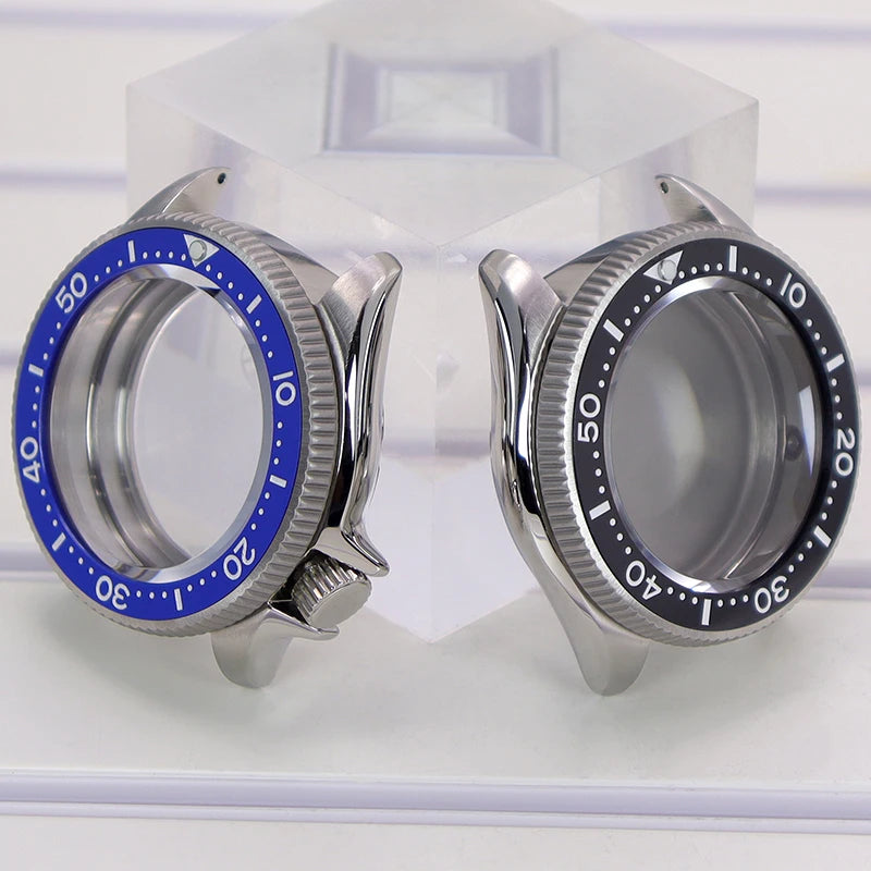 38mm Watch Case Sapphire Glass Part Black/Blue Ceramic Bezel For Seiko Nh35 Nh36 Nh34 Nh38 4R36 Movement 28.5mm-29mmDial Mod Skx
