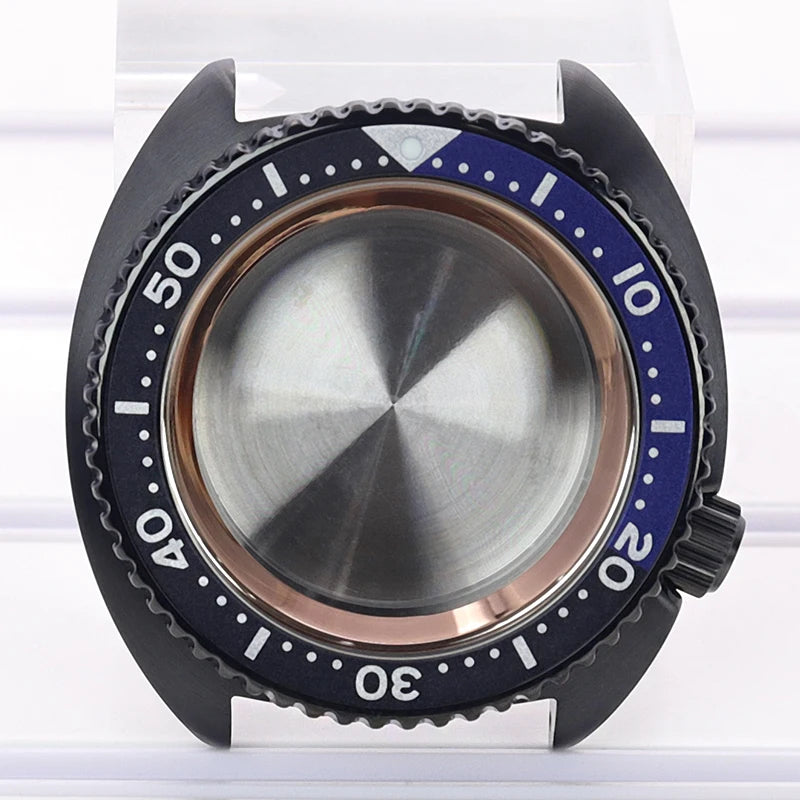 Black pvd 45mm Sapphire Glass Watch Cases 3.8 o'clock Screw-in Crown For Seiko nh35 nh36 4R36 Movement nh35 Watches Accessories