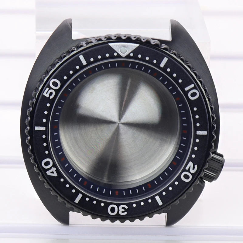 Black pvd 45mm Sapphire Glass Watch Cases 3.8 o'clock Screw-in Crown For Seiko nh35 nh36 4R36 Movement nh35 Watches Accessories