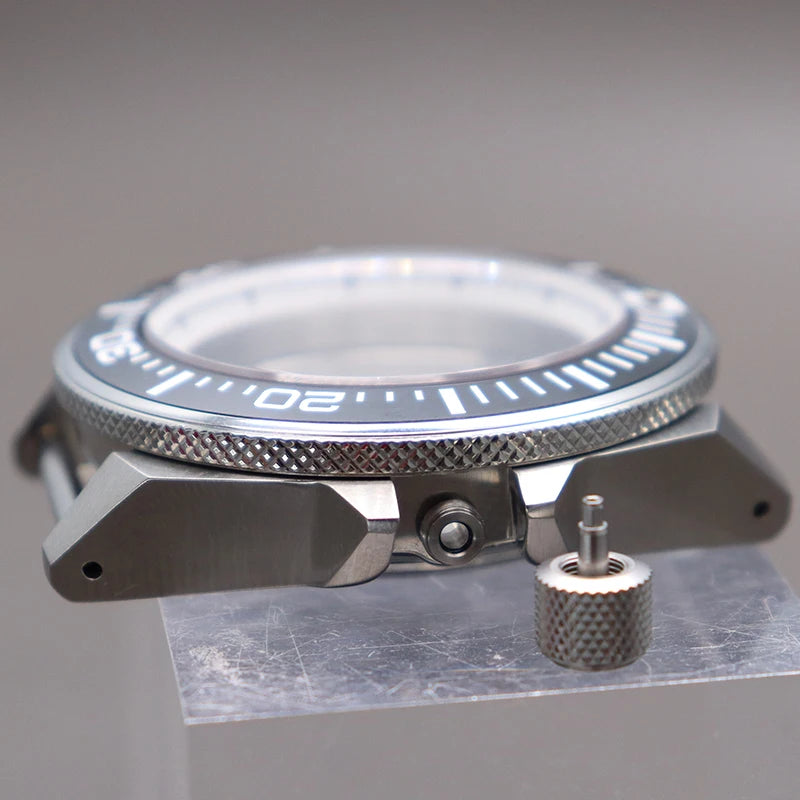 43.8mm Watch Cases Modified Seiko Samurai Diving Sapphire Glass Ceramic Bezel Insert Parts For nh35 nh36 Movement 28.5mm Dial