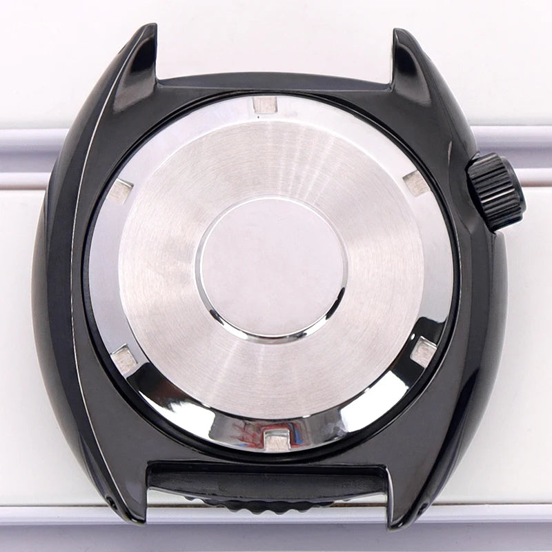 Black pvd 45mm Sapphire Glass Watch Cases 3.8 o'clock Screw-in Crown For Seiko nh35 nh36 4R36 Movement nh35 Watches Accessories