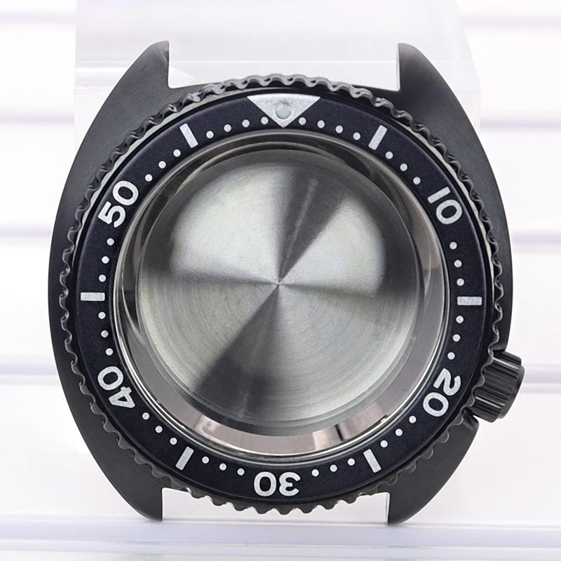 Black pvd 45mm Sapphire Glass Watch Cases 3.8 o'clock Screw-in Crown For Seiko nh35 nh36 4R36 Movement nh35 Watches Accessories
