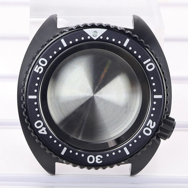 Black pvd 45mm Sapphire Glass Watch Cases 3.8 o'clock Screw-in Crown For Seiko nh35 nh36 4R36 Movement nh35 Watches Accessories