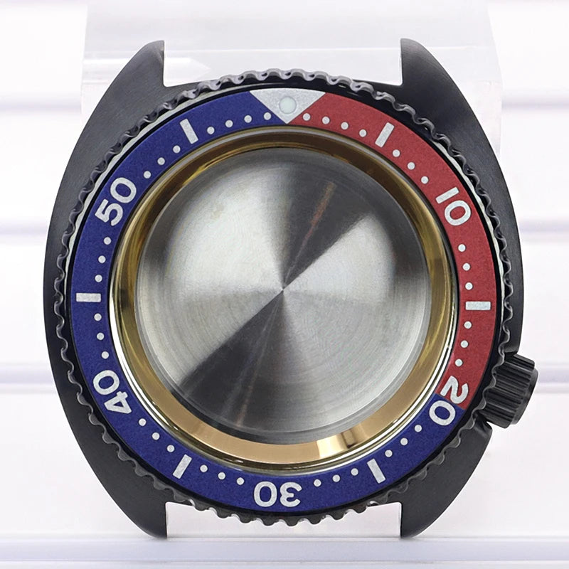 Black pvd 45mm Sapphire Glass Watch Cases 3.8 o'clock Screw-in Crown For Seiko nh35 nh36 4R36 Movement nh35 Watches Accessories