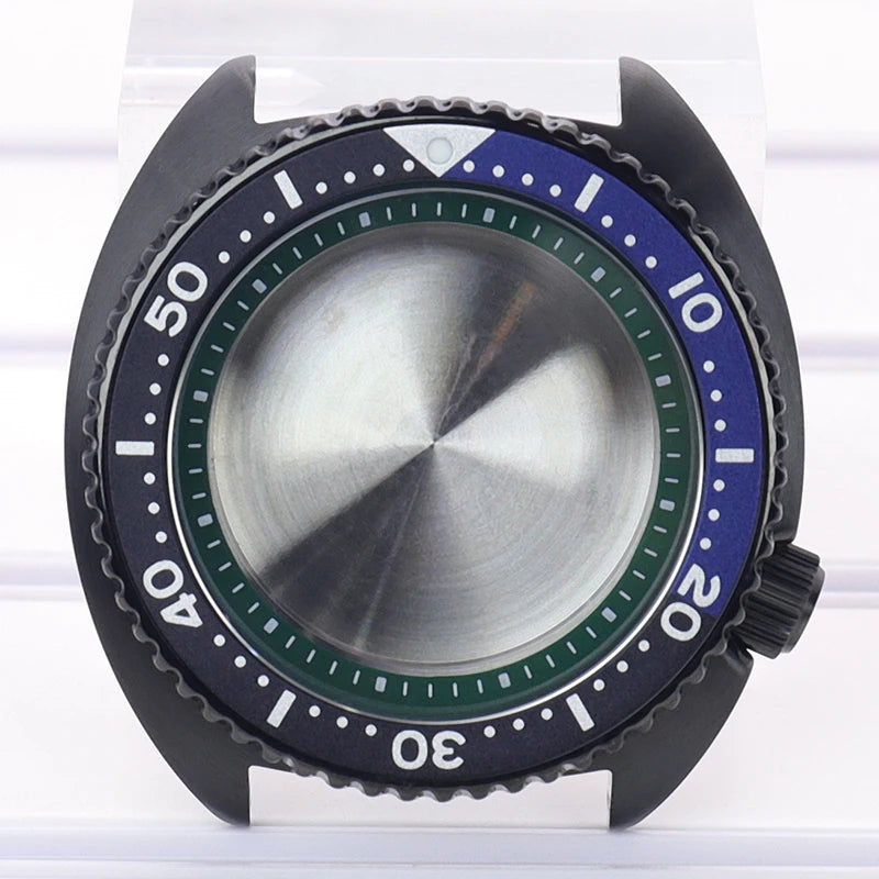 Black pvd 45mm Sapphire Glass Watch Cases 3.8 o'clock Screw-in Crown For Seiko nh35 nh36 4R36 Movement nh35 Watches Accessories