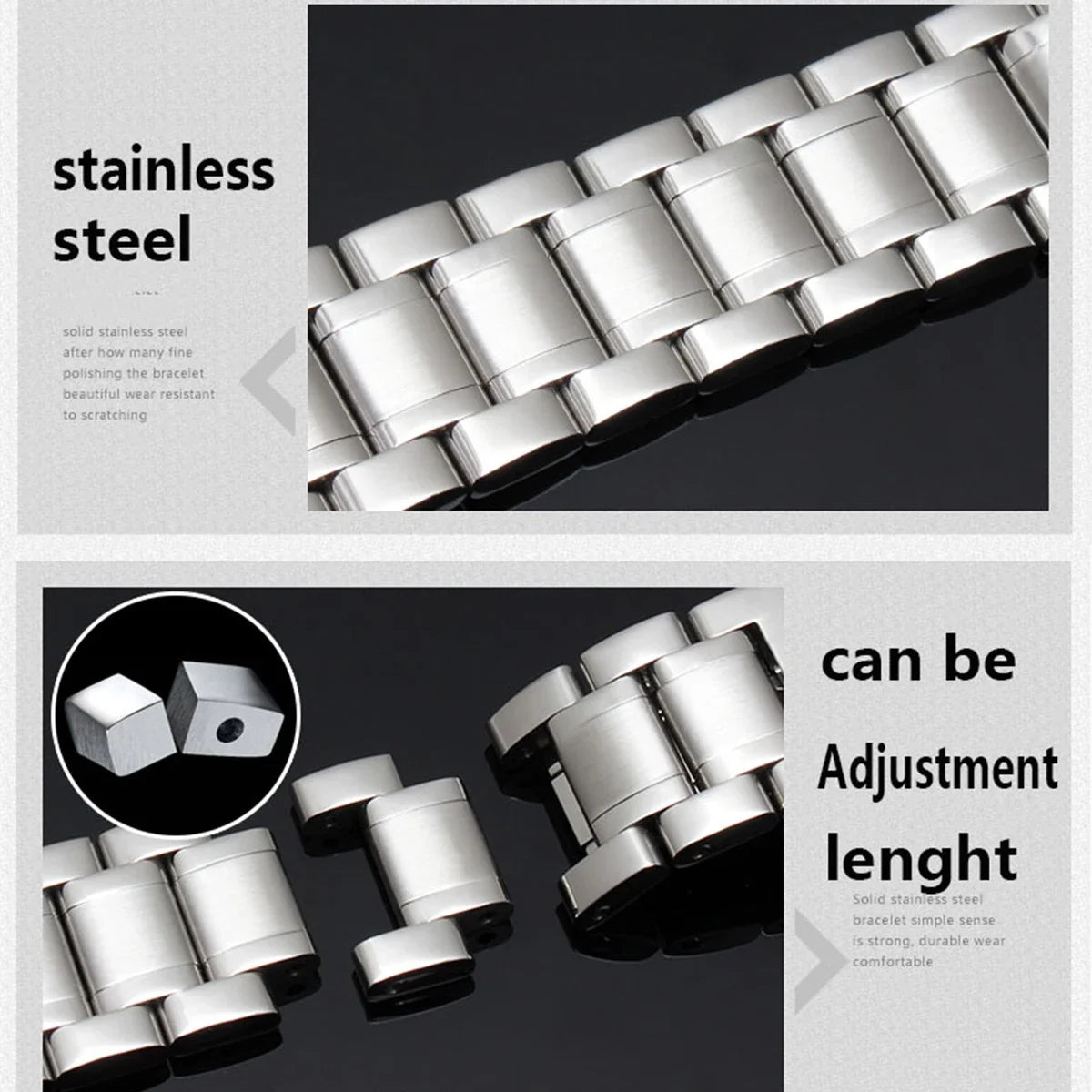 Business Watchband Bracelet For Any Brand Wristband Luxury Stainless Steel 20mm 22mm With Curved Strap Accessories Bands